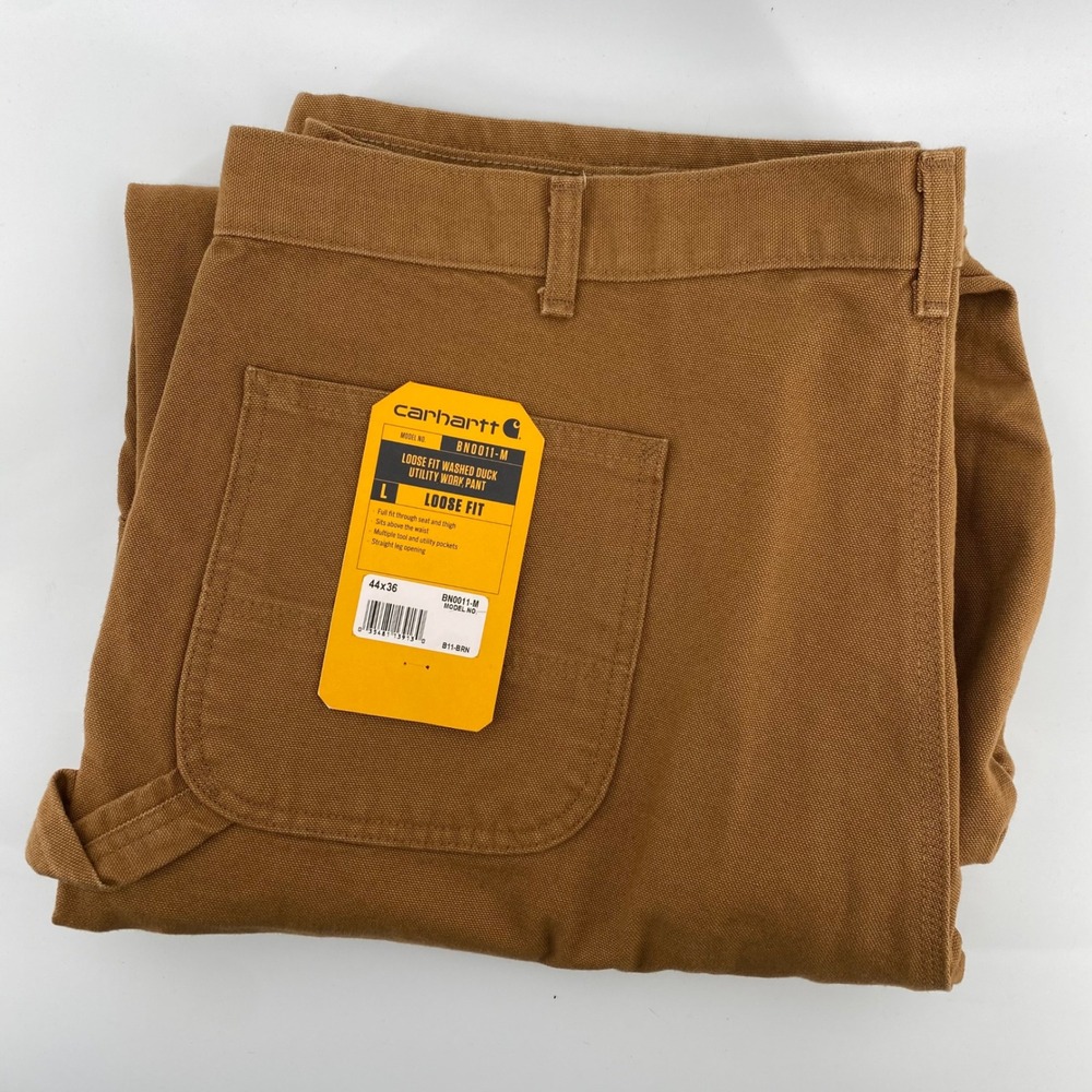 Carhartt B11 Loose Fit Washed Duck Utility Work Pants Mens 44x36 Brown B11-BRN